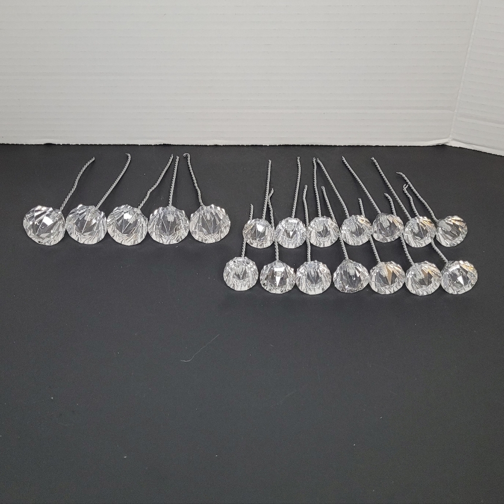 Faceted Glass Diamonds On Wire Stems for Crafts Bouquets 19 Pieces